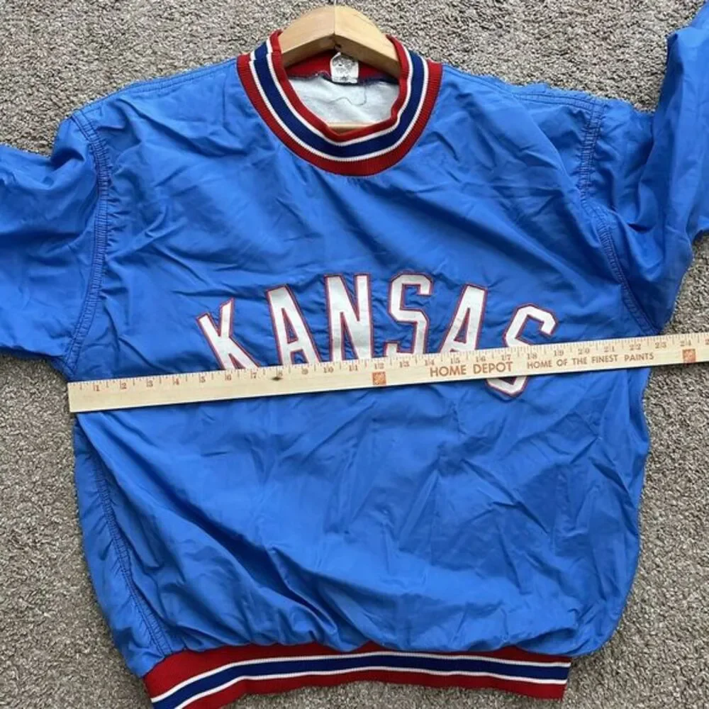 Vtg 70s Russell Athletic Nylon‎ Windbreaker Pullover Crewneck Kansas Tracksuit L